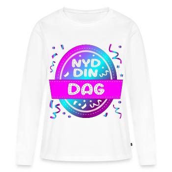 Genieß deinen Tag - Frauen Premium Bio Langarmshirt - Weiß - Vorne - Julia (174cm)