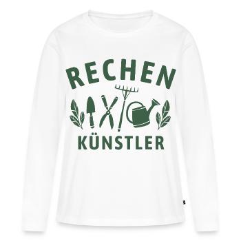 Rechen Künstler - Retro Gärtner Natur - Frauen Premium Bio Langarmshirt - Weiß - Vorne - Julia (174cm)