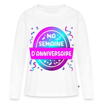 Ma semaine d’anniversaire - T-shirt manches longues Premium bio Femme - blanc - Devant - Julia (174cm)