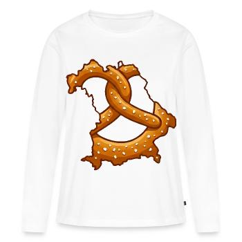 Bretzels de Bavière | Bavière robuste - T-shirt manches longues Premium bio Femme - blanc - Devant - Julia (174cm)