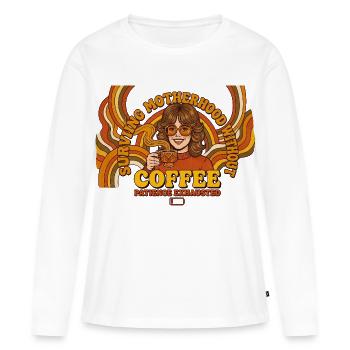 Retro Mom : Survival Coffee des années 70 - T-shirt manches longues Premium bio Femme - blanc - Devant - Julia (174cm)