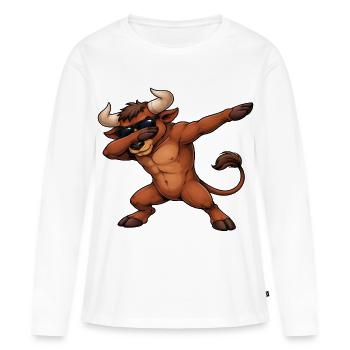Taureau en dab - T-shirt manches longues Premium bio Femme - blanc - Devant - Julia (174cm)