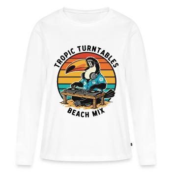 Toucan DJ Tropic Turntables Beach Mix - T-shirt manches longues Premium bio Femme - blanc - Devant - Julia (174cm)