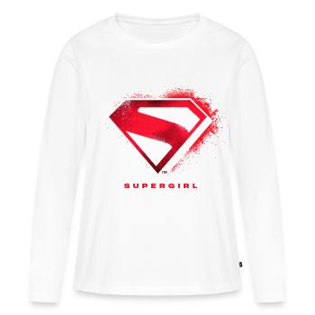 Supergirl Movie Embleme Effet Peinture Spray - T-shirt manches longues Premium bio Femme - blanc - Devant - Julia (174cm)