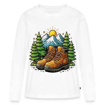 Wandern, Bergen, Naturwandern - Frauen Premium Bio Langarmshirt - Weiß - Vorne - Julia (174cm)