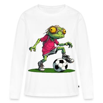 Football caméléon - T-shirt manches longues Premium bio Femme - blanc - Devant - Julia (174cm)