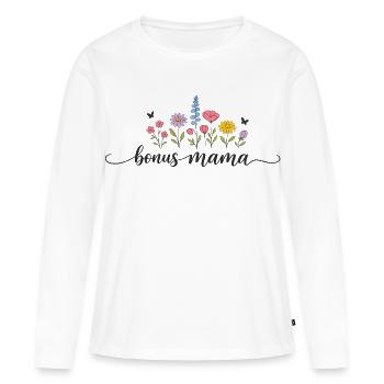 Floral Bonus Moma Gift Bonus Mom Mothers Day Gift - Women's Premium Organic Long Sleeve Shirt - white - Front - Julia (174cm)