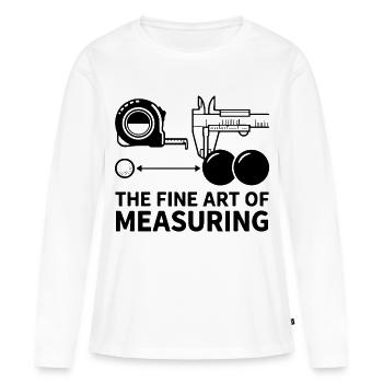 L’art de mesurer la pétanque de boule - T-shirt manches longues Premium bio Femme - blanc - Devant - Julia (174cm)
