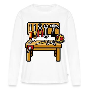 DIY workshop workbench - Women's Premium Organic Long Sleeve Shirt - white - Front - Julia (174cm)