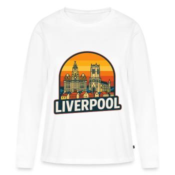 Design rétro de coucher de soleil de Liverpool Skyline vintage - T-shirt manches longues Premium bio Femme - blanc - Devant - Julia (174cm)
