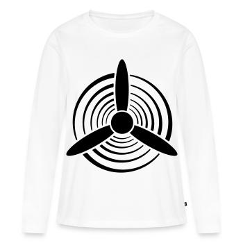 Hélice graphique couleur unie - T-shirt manches longues Premium bio Femme - blanc - Devant - Julia (174cm)