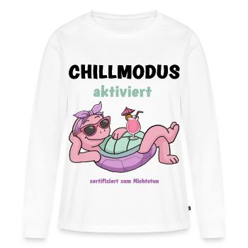 Schildkröte PinkRelax Sonnenlounge - Frauen Premium Bio Langarmshirt - Weiß - Vorne - Julia (174cm)