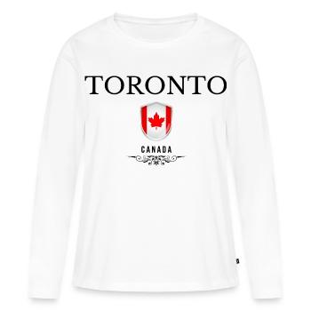 Souvenir Toronto, design élégant Toronto - T-shirt manches longues Premium bio Femme - blanc - Devant - Julia (174cm)