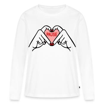 Faites une pause - T-shirt manches longues Premium bio Femme - blanc - Devant - Julia (174cm)
