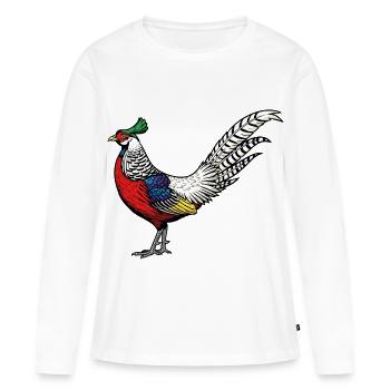 Faisan de Lady Amherst Nature Sauvage Collection - T-shirt manches longues Premium bio Femme - blanc - Devant - Julia (174cm)