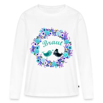Brautpaar im Blumenkreis Junggesellenabschied  - Frauen Premium Bio Langarmshirt - Weiß - Vorne - Julia (174cm)