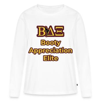 Étudiant d’élite de l’Université d’appréciation des fesses de la BAE - T-shirt manches longues Premium bio Femme - blanc - Devant - Julia (174cm)