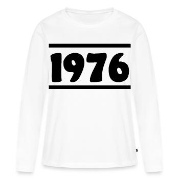 1976 Anniversaire 1976 - T-shirt manches longues Premium bio Femme - blanc - Devant - Julia (174cm)