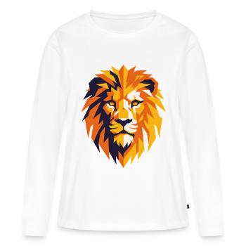 Lion Géométrique Flamboyant - T-shirt manches longues Premium bio Femme - blanc - Devant - Julia (174cm)