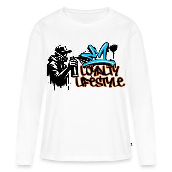 Loyalty Lifestyle - Urban Graffiti Streetwear - Frauen Premium Bio Langarmshirt - Weiß - Vorne - Julia (174cm)
