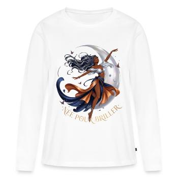 Née pour briller : La Danse du bien-être - T-shirt manches longues Premium bio Femme - blanc - Devant - Julia (174cm)