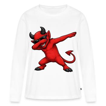 Diable Dab - T-shirt manches longues Premium bio Femme - blanc - Devant - Julia (174cm)