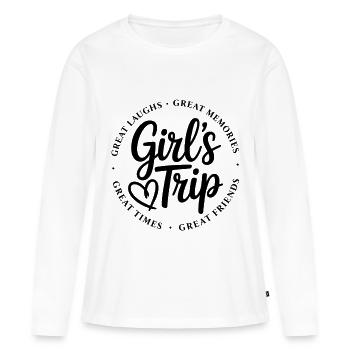 Voyage entre filles - Vacances entre filles et voyage entre amies - T-shirt manches longues Premium bio Femme - blanc - Devant - Julia (174cm)