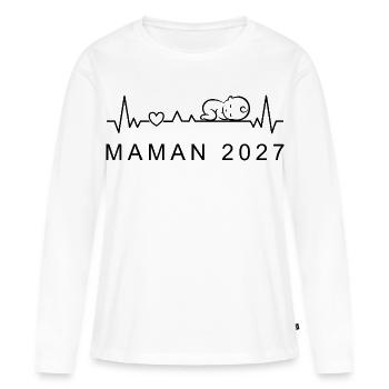 Future Maman 2027 Battement de Cœur Grossesse - Frauen Premium Bio Langarmshirt - Weiß - Vorne - Julia (174cm)