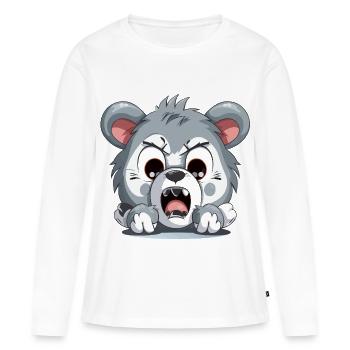 Wütender Welpen Cartoon – Animierte Aggression - Frauen Premium Bio Langarmshirt - Weiß - Vorne - Julia (174cm)