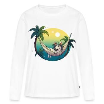 Licorne dans un hamac tropical - T-shirt manches longues Premium bio Femme - blanc - Devant - Julia (174cm)