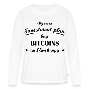 Bitcoin Investment Plan - Frauen Premium Bio Langarmshirt - Weiß - Vorne - Julia (174cm)