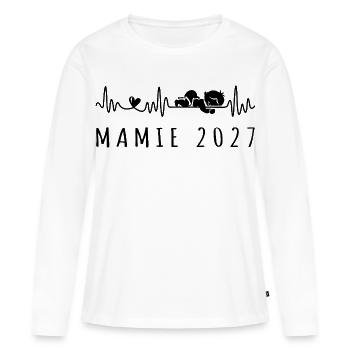 Future Mamie 2027 Battement de Cœur - Frauen Premium Bio Langarmshirt - Weiß - Vorne - Julia (174cm)