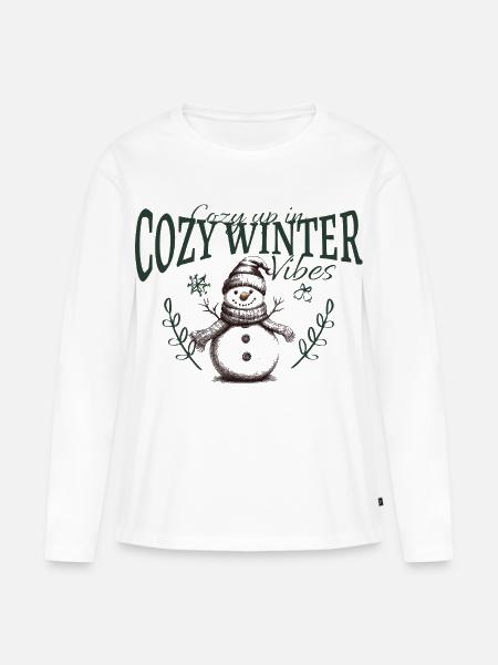 Cozy Winter Vibes Schneemann - Frauen Premium Bio Langarmshirt - Weiß