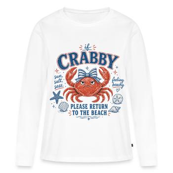 Krabbe - If Crabby – Please Return to the Beach - Frauen Premium Bio Langarmshirt - Weiß - Vorne - Julia (174cm)