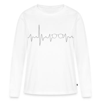Opticien Heartbeat avec lunettes pour opticiens - T-shirt manches longues Premium bio Femme - blanc - Devant - Julia (174cm)