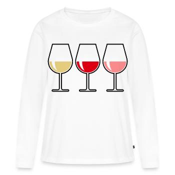Weißwein Rotwein Roséwein (Wein / Bauchig / Zu) - Frauen Premium Bio Langarmshirt - Weiß - Vorne - Julia (174cm)