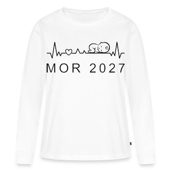 Mom 2027 Heartbeat Pregnancy Danish - Women's Premium Organic Long Sleeve Shirt - white - Front - Julia (174cm)
