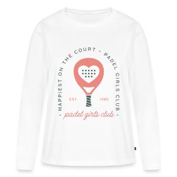 Esthétique rose du club des filles de padel - T-shirt manches longues Premium bio Femme - blanc - Devant - Julia (174cm)