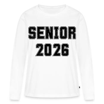 Cadeau de la Senior 2026 Classe 2026 Black Varsity - T-shirt manches longues Premium bio Femme - blanc - Devant - Julia (174cm)