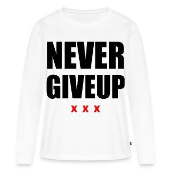 Never Give Up Black/Red - Women's Premium Organic Long Sleeve Shirt - white - Front - Julia (174cm)