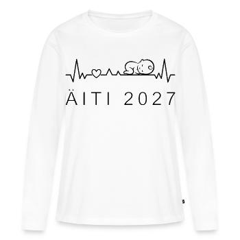 Mom 2027 Heartbeat Pregnancy Finnish - Women's Premium Organic Long Sleeve Shirt - white - Front - Julia (174cm)