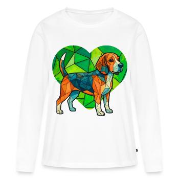 Vintage-Beagle-Dog-Kunst Retro-Elementar-Volksdruck - Frauen Premium Bio Langarmshirt - Weiß - Vorne - Julia (174cm)