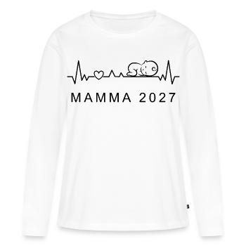 Mom 2027 Heartbeat Pregnancy Swedish - Women's Premium Organic Long Sleeve Shirt - white - Front - Julia (174cm)