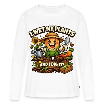 I water my plants and I love it - Women's Premium Organic Long Sleeve Shirt - white - Front - Julia (174cm)
