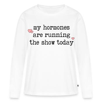 Lustige Hormonwechsel - Frauen Premium Bio Langarmshirt - Weiß - Vorne - Julia (174cm)