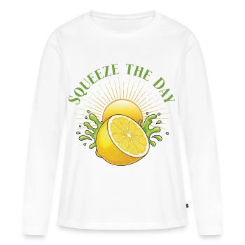 Pressez le jour Lemon Splash - T-shirt manches longues Premium bio Femme - blanc - Devant - Julia (174cm)