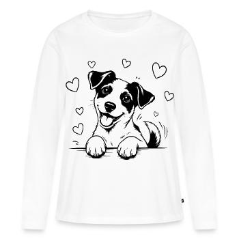 Jack Russell Terrier Paws Heart Black - Women's Premium Organic Long Sleeve Shirt - white - Front - Julia (174cm)