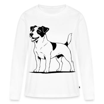 Jack Russell Terrier standing black - Women's Premium Organic Long Sleeve Shirt - white - Front - Julia (174cm)