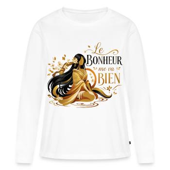 Rayonnez de Bonheur - Design Époustouflant de styl - T-shirt manches longues Premium bio Femme - blanc - Devant - Julia (174cm)