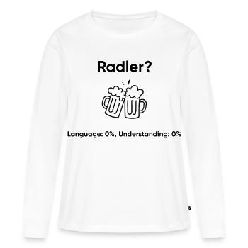 Beer Meme - Langage 0 % Compréhension 0 % - T-shirt manches longues Premium bio Femme - blanc - Devant - Julia (174cm)
